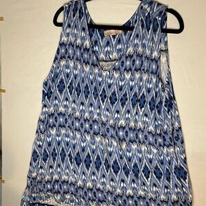 Philosophy Blue and White Geometric Tank Top